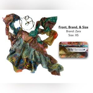 Zara colorful, strappy top with ruffles and low back by Ana Antonlin; Size: XS